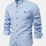 Long Sleeve Linen Stand Collar Shirt