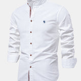 Long Sleeve Linen Stand Collar Shirt