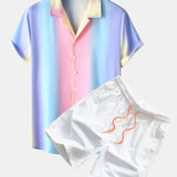 Ombre Print Cuban Shirt & Swim Shorts Set