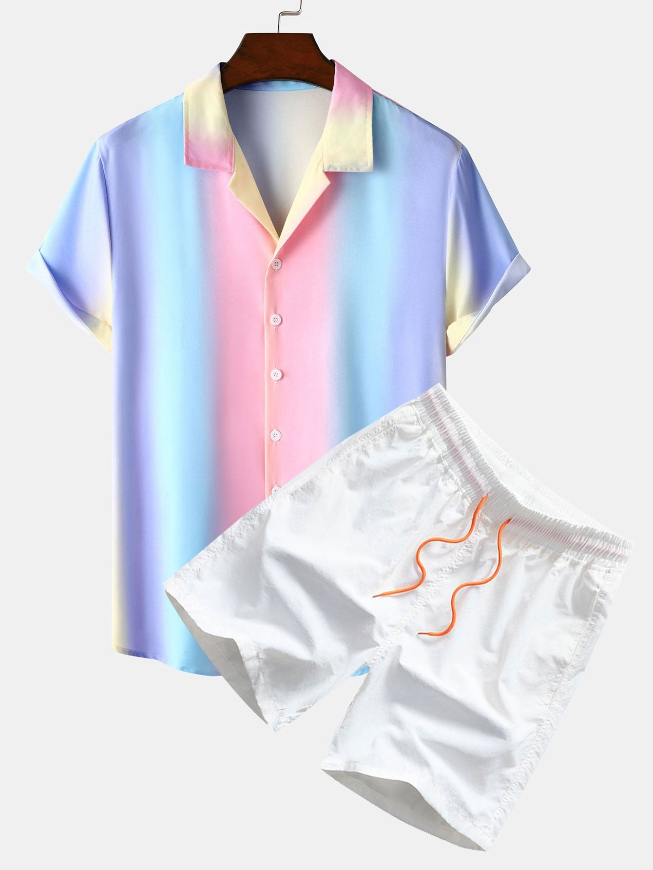 Ombre Print Cuban Shirt & Swim Shorts Set