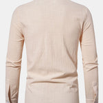 Long Sleeved Linen Stand Collar Shirt