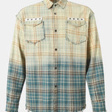 Gradient Washed Distressed Plaid Shirt