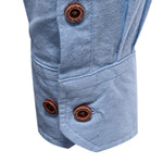 Long Sleeve Linen Stand Collar Shirt
