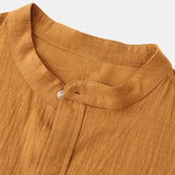Long Sleeved Linen Stand Collar Shirt