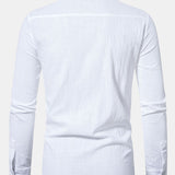 Long Sleeved Linen Stand Collar Shirt