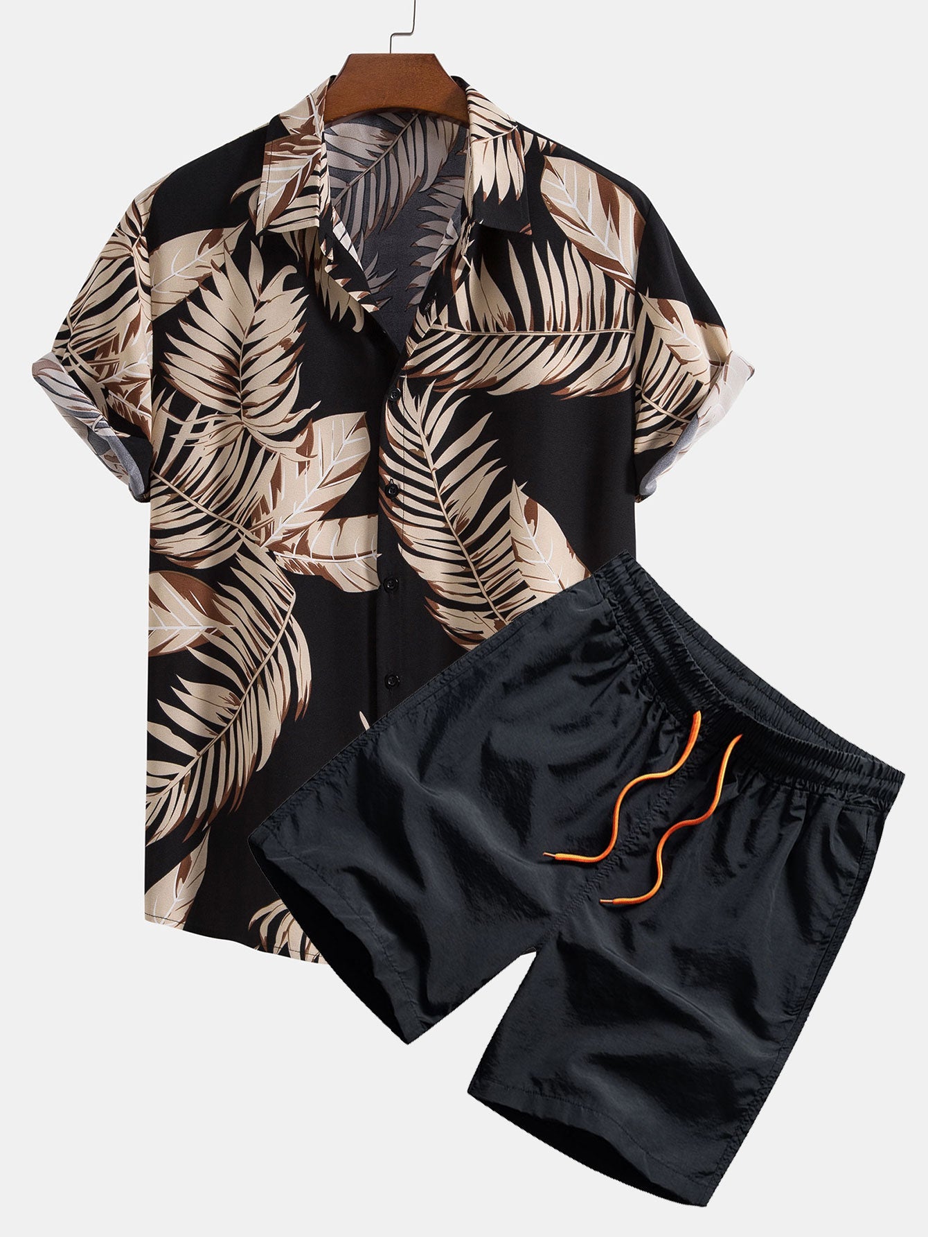 Tropical Print Shirt & Swim Shorts Set