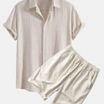 Linen Rayon Blend Shirt & Linen Cotton Blend 11" Shorts Set