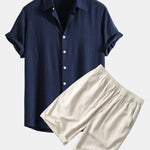 Linen Rayon Blend Shirt & Linen Cotton Blend 11" Shorts Set