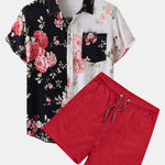 Two Tone Floral Print Shirt & Swim Shorts Set