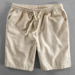 Geometric Jacquard Textured Cuban Shirt & Linen Cotton Blend Shorts Set