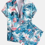Flamingo Tropical Print Shirt & Shorts Set