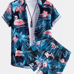 Flamingo Tropical Print Shirt & Shorts Set