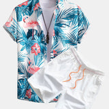Flamingo Tropical Print Shirt & Swim Shorts Set
