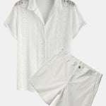 Geometry Textured Cuban Shirt & 3" Chino Shorts Set