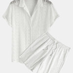 Geometry Textured Cuban Shirt & Shorts Set
