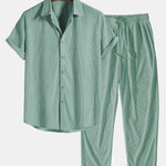 Corduroy Button Up Short Sleeved Shirt & Corduroy Pants Set