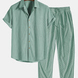 Corduroy Button Up Short Sleeved Shirt & Corduroy Pants Set