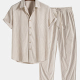 Corduroy Button Up Short Sleeved Shirt & Corduroy Pants Set