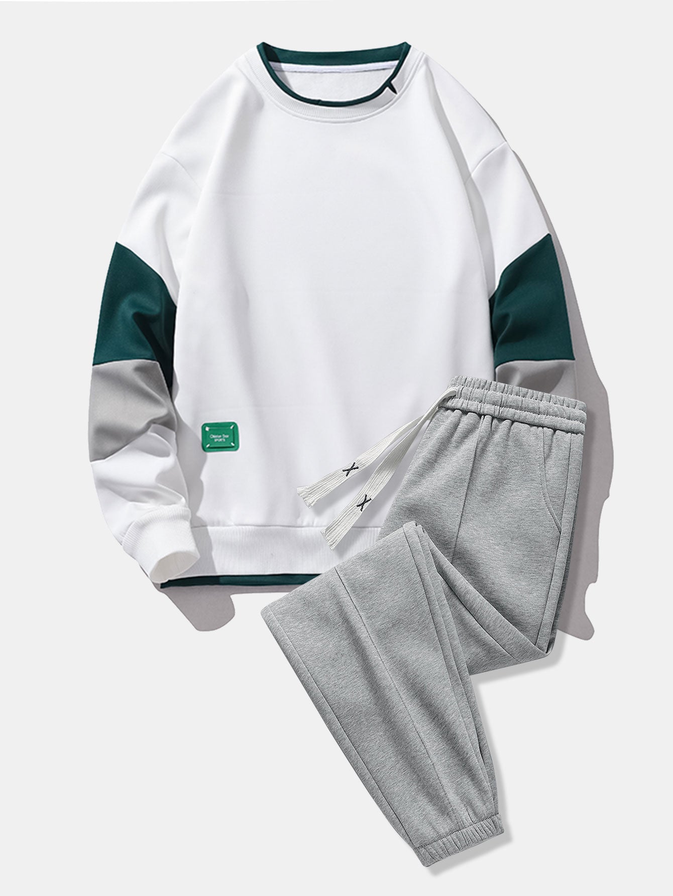 Color Block Sweatshirt & Jogger Pants with Pintuck Set