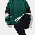 Color Block Sweatshirt & Jogger Pants with Pintuck Set
