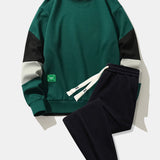 Color Block Sweatshirt & Jogger Pants with Pintuck Set