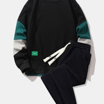 Color Block Sweatshirt & Jogger Pants with Pintuck Set