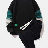 Color Block Sweatshirt & Jogger Pants with Pintuck Set