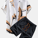 Abstract Print Shirt & Swim Shorts Set