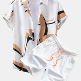 Abstract Print Shirt & Swim Shorts Set