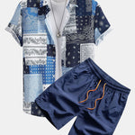 Paisley Patchwork Print Shirt & Swim Shorts Set