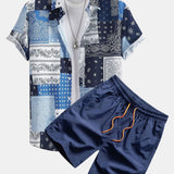 Paisley Patchwork Print Shirt & Swim Shorts Set