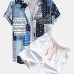 Paisley Patchwork Print Shirt & Swim Shorts Set