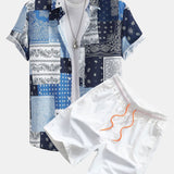 Paisley Patchwork Print Shirt & Swim Shorts Set