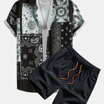 Paisley Patchwork Print Shirt & Swim Shorts Set
