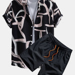 Abstract Print Shirt & Swim Shorts Set