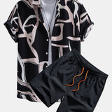 Abstract Print Shirt & Swim Shorts Set