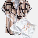 Abstract Print Shirt & Swim Shorts Set