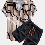 Abstract Print Shirt & Swim Shorts Set