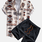 Aztec Geometric Print Shirt & Swim Shorts Set