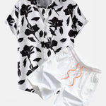 Floral Print Shirt & Swim Shorts Set