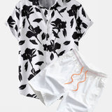 Floral Print Shirt & Swim Shorts Set
