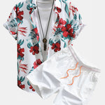 Tropical Floral Print Shirt & Swim Shorts Set