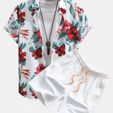 Tropical Floral Print Shirt & Swim Shorts Set