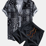 Paisley Print Shirt & Swim Shorts Set
