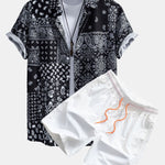 Paisley Print Shirt & Swim Shorts Set