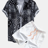 Paisley Print Shirt & Swim Shorts Set