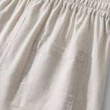 Waffle Shirt & Linen Cotton Blend Drawstring Shorts Set