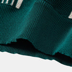 Stripe Knit Zip Up Polo Shirt & Straight Leg Ribbed Pants Set