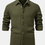 Long Sleeved Waffle Button Up Shirt