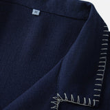 Contrast Stitching Linen Rayon Blend Cuban Shirt